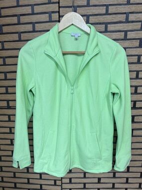 Talbots lime green zip up jacket size small petite
